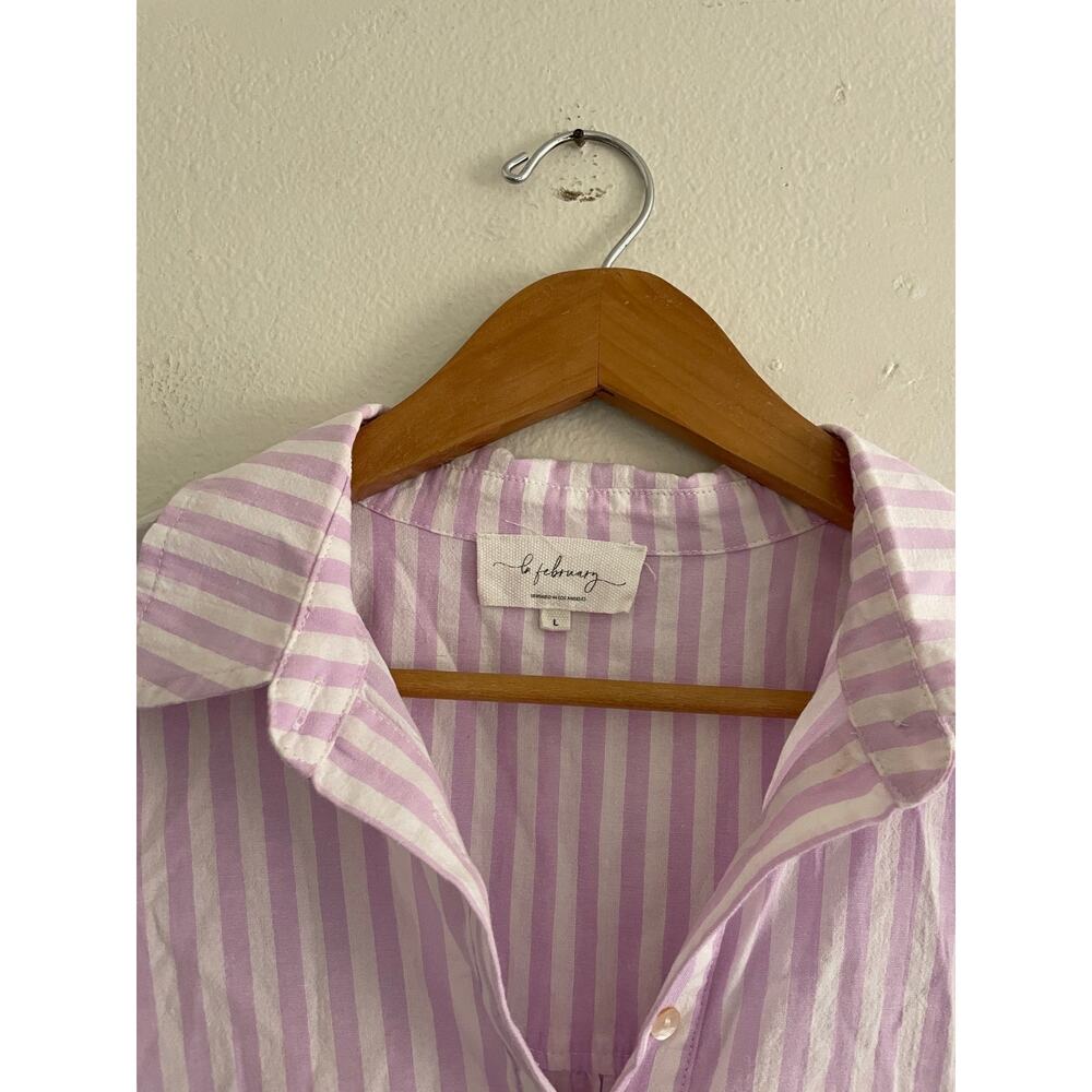 In February Striped Button Down Shirt size L - Picture 2 of 4